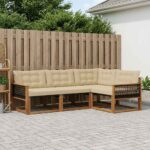 vidaXL Záhradná súprava gaučov s vankúšom 4 pcs Prírodná a béžová