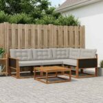vidaXL Záhradná súprava gaučov s vankúšom 5 pcs Prírodná a svetlosivá