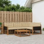vidaXL Záhradná súprava gaučov s vankúšom 5 pcs Prírodná a béžová