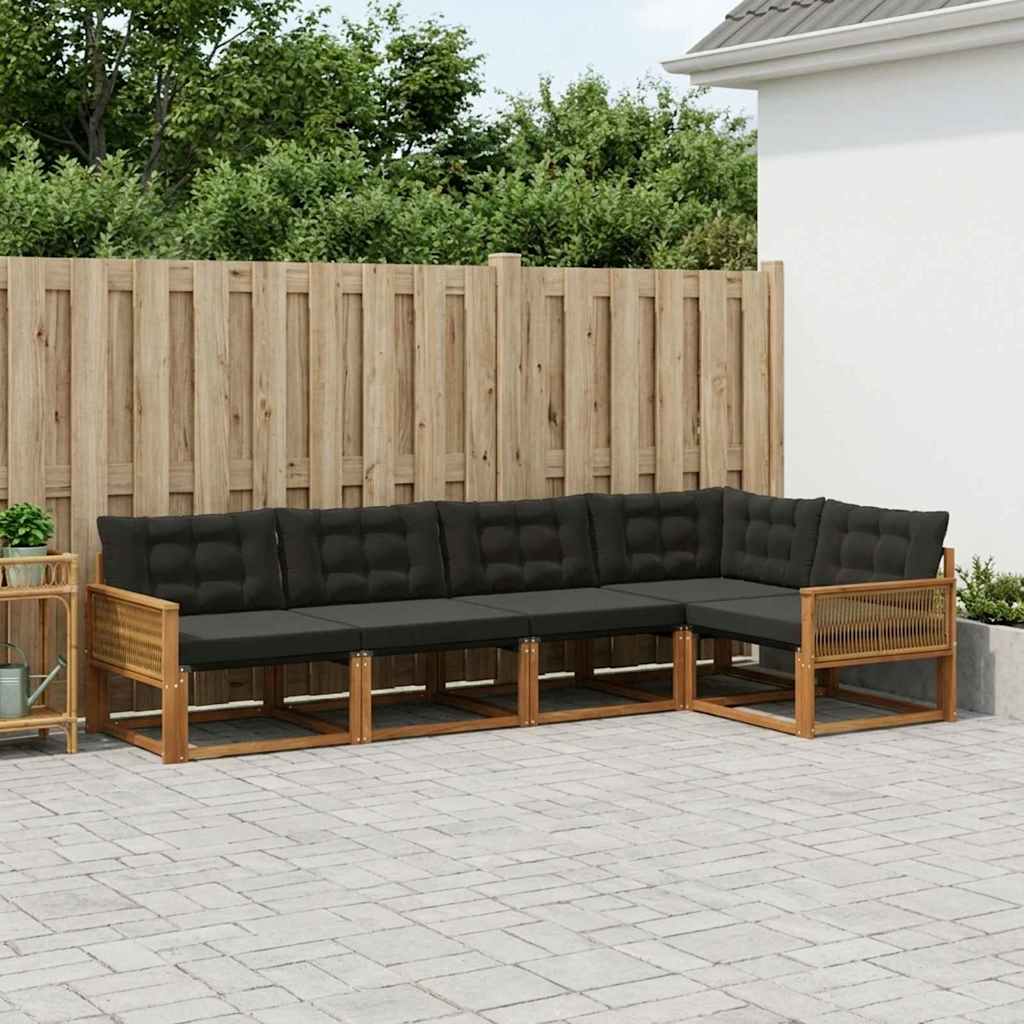 3381428_1.jpg vidaXL Záhradná súprava gaučov s vankúšom 5 pcs Prírodná a čierna – Obrázok 1