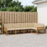 vidaXL Záhradná súprava gaučov s vankúšom 5 pcs Prírodná a béžová