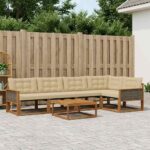 vidaXL Záhradná súprava gaučov s vankúšom 6 pcs Prírodná a béžová