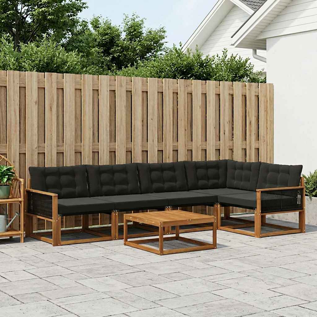 3381440_1.jpg vidaXL Záhradná súprava gaučov s vankúšom 6 pcs Prírodná a čierna – Obrázok 1
