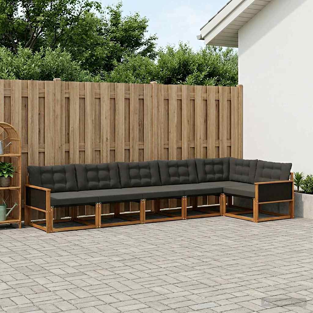 3381448_1.jpg vidaXL Záhradná súprava gaučov s vankúšom 6 pcs Prírodná a čierna – Obrázok 1