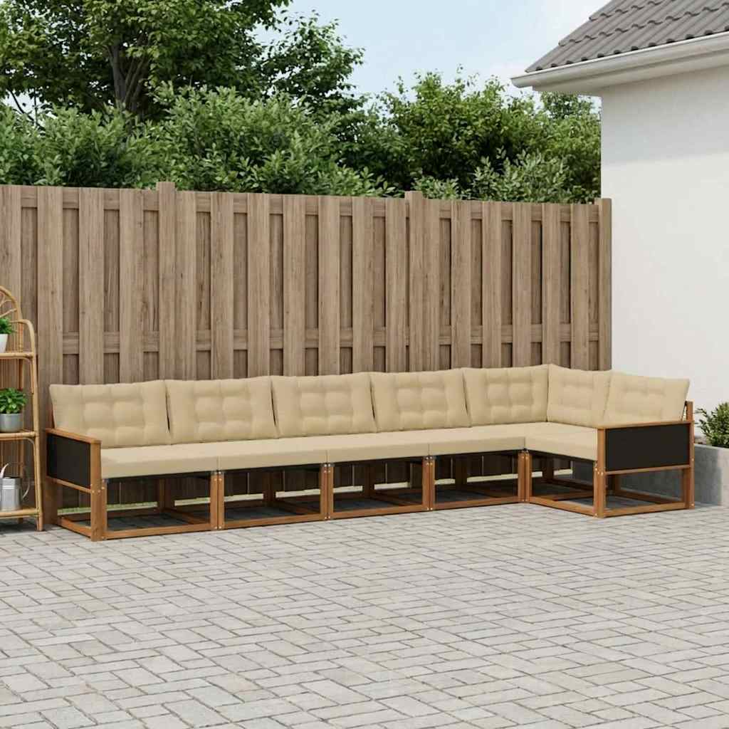 3381449_1.jpg vidaXL Záhradná súprava gaučov s vankúšom 6 pcs Prírodná a béžová – Obrázok 1