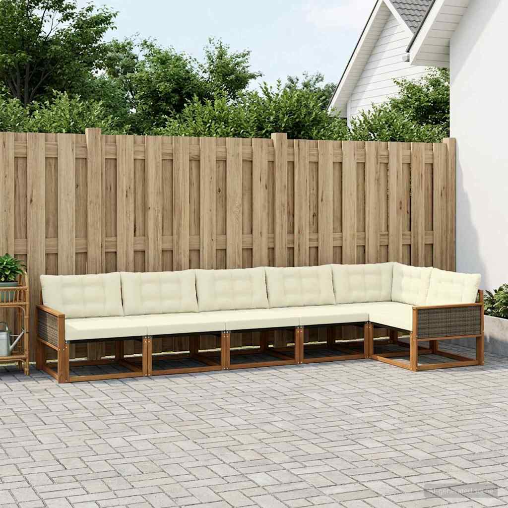 3381450_1.jpg vidaXL Záhradná súprava gaučov s vankúšom 6 pcs Prírodná a krémová – Obrázok 1