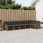 vidaXL Záhradná súprava gaučov s vankúšom 6 pcs Prírodná a čierna