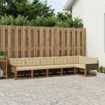 vidaXL Záhradná súprava gaučov s vankúšom 6 pcs Prírodná a béžová