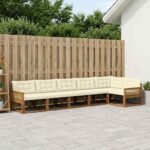 vidaXL Záhradná súprava gaučov s vankúšom 6 pcs Prírodná a krémová