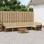vidaXL Záhradná súprava gaučov s vankúšom 7 pcs Prírodná a béžová