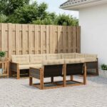 vidaXL Záhradná súprava gaučov s vankúšom 7 pcs Prírodná a béžová
