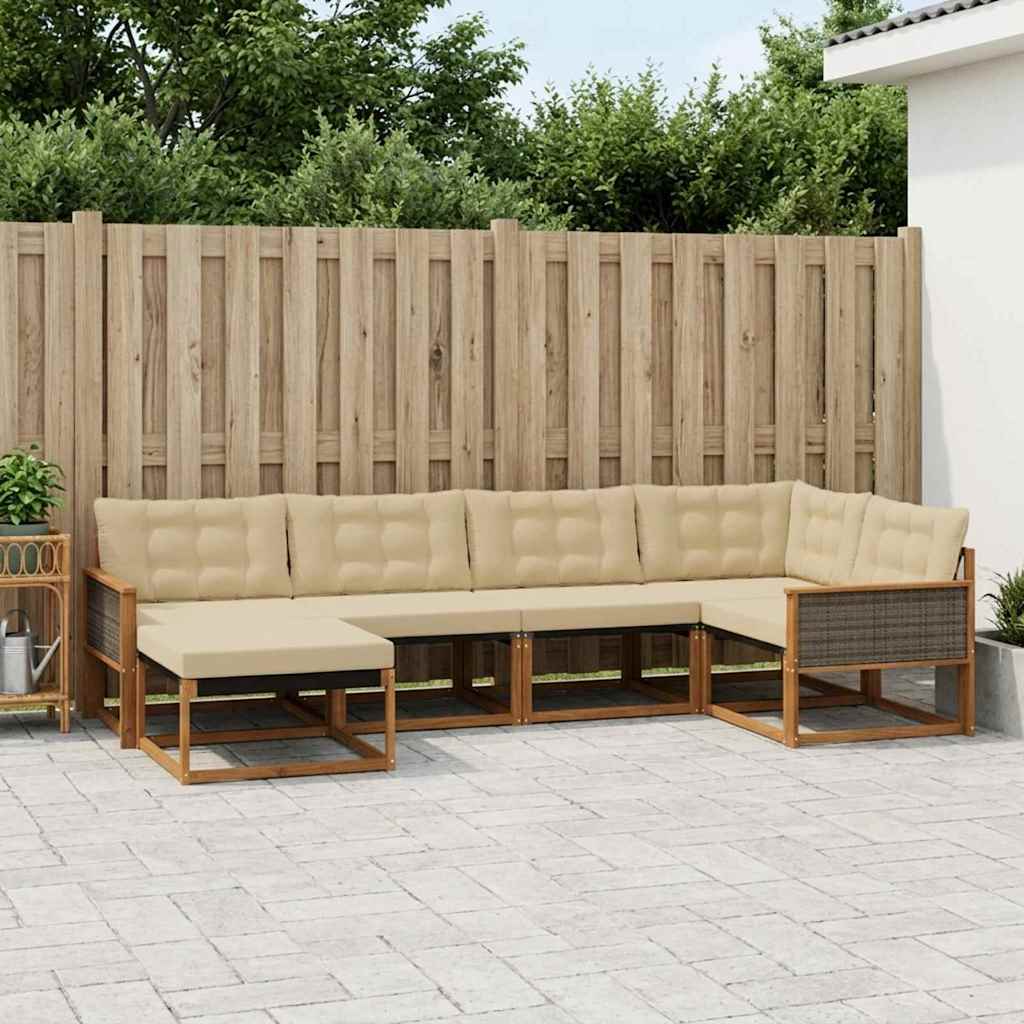 3381533_1.jpg vidaXL Záhradná súprava gaučov s vankúšom 6 pcs Prírodná a béžová – Obrázok 1