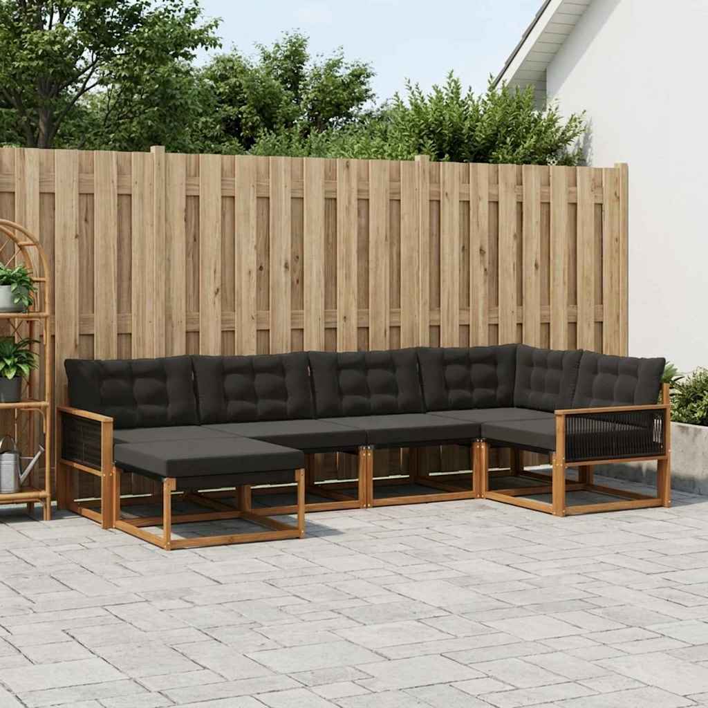 3381536_1.jpg vidaXL Záhradná súprava gaučov s vankúšom 6 pcs Prírodná a čierna – Obrázok 1