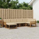 vidaXL Záhradná súprava gaučov s vankúšom 6 pcs Prírodná a béžová