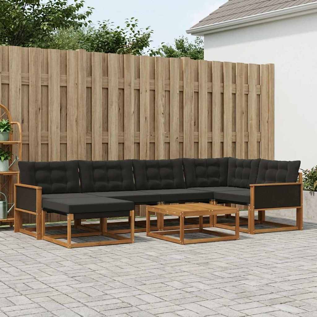 3381544_1.jpg vidaXL Záhradná súprava gaučov s vankúšom 7 pcs Prírodná a čierna – Obrázok 1