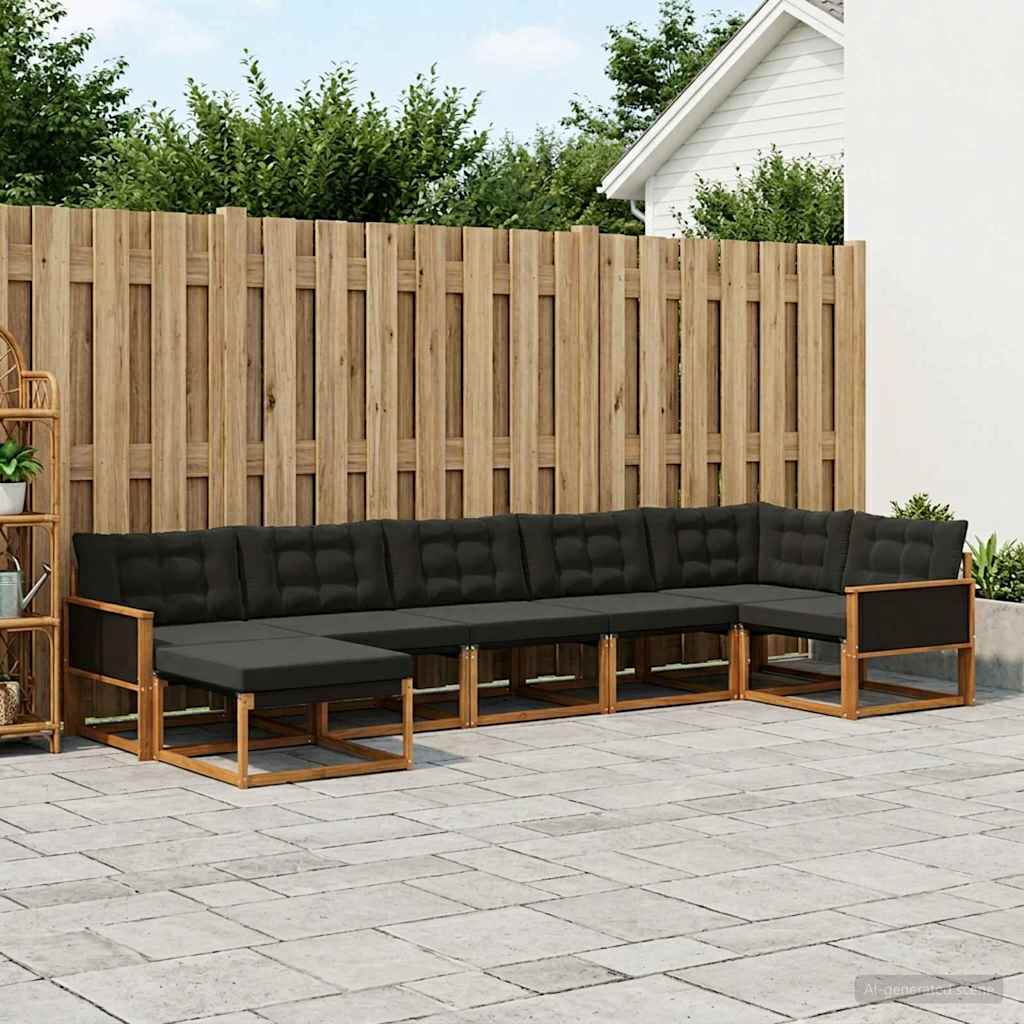 3381560_1.jpg vidaXL Záhradná súprava gaučov s vankúšom 7 pcs Prírodná a čierna – Obrázok 1