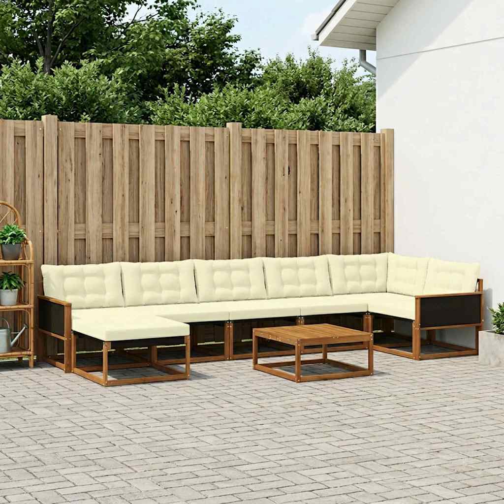 3381574_1.jpg vidaXL Záhradná súprava gaučov s vankúšom 8 pcs Prírodná a krémová – Obrázok 1
