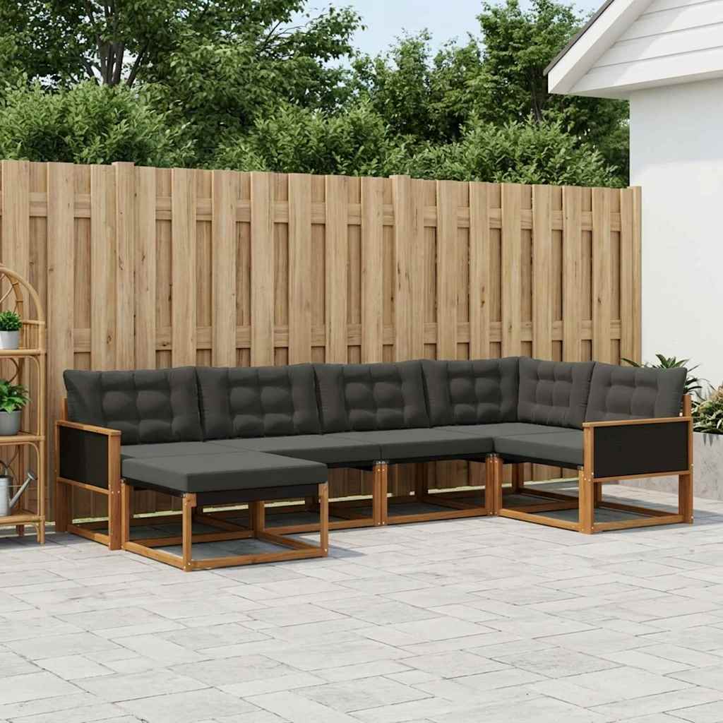 3381608_1.jpg vidaXL Záhradná súprava gaučov s vankúšom 8 pcs Prírodná a čierna – Obrázok 1