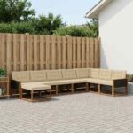 vidaXL Záhradná súprava gaučov s vankúšom 8 pcs Prírodná a béžová