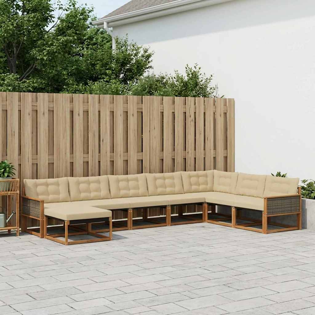 3381613_1.jpg vidaXL Záhradná súprava gaučov s vankúšom 8 pcs Prírodná a béžová – Obrázok 1