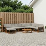 vidaXL Záhradná súprava gaučov 9 pcs Prírodná a svetlosivá