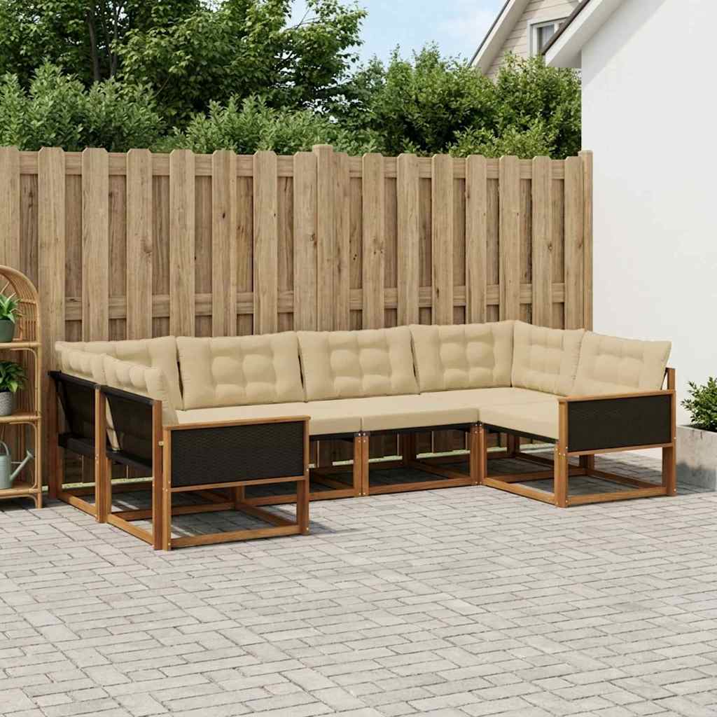 3381641_1.jpg vidaXL Záhradná súprava gaučov s vankúšom 6 pcs Prírodná a béžová – Obrázok 1