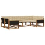 vidaXL Záhradná súprava gaučov s vankúšom 6 pcs Prírodná a béžová – Obrázok 2