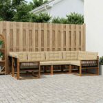 vidaXL Záhradná súprava gaučov s vankúšom 6 pcs Prírodná a béžová