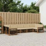 vidaXL Záhradná súprava gaučov s vankúšom 7 pcs Prírodná a béžová