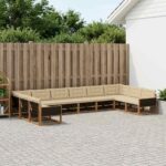 vidaXL Záhradná súprava gaučov s vankúšom 10 pcs Prírodná a béžová