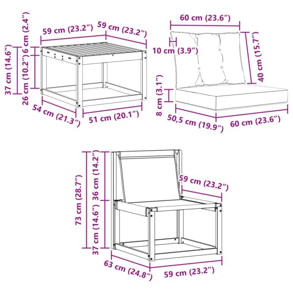 vidaXL Záhradná súprava gaučov s vankúšom 5 pcs Prírodná a krémová – Obrázok 8