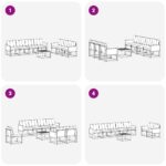 vidaXL Záhradná súprava gaučov s vankúšom 8 pcs Prírodná a krémová – Obrázok 7