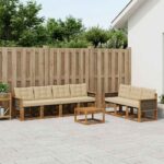 vidaXL Záhradná súprava gaučov s vankúšom 8 pcs Prírodná a béžová