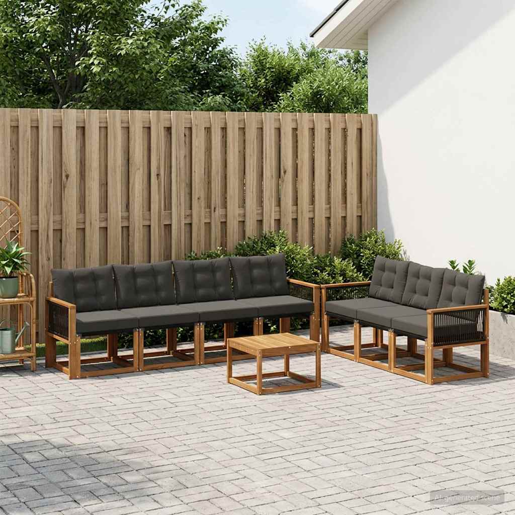 3381824_1.jpg vidaXL Záhradná súprava gaučov s vankúšom 8 pcs Prírodná a čierna – Obrázok 1