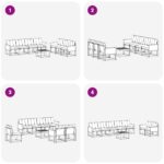 vidaXL Záhradná súprava gaučov s vankúšom 8 pcs Prírodná a čierna – Obrázok 7