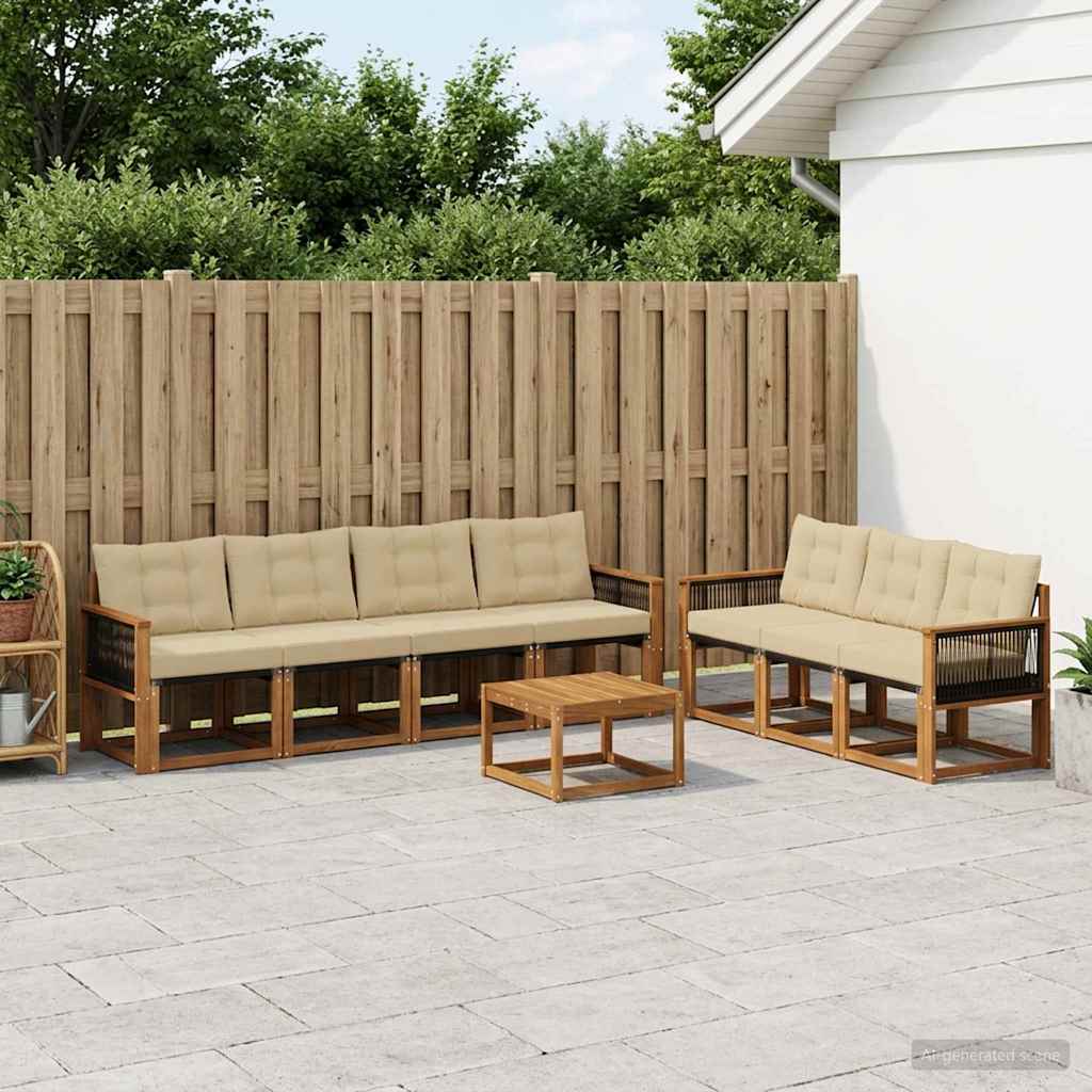 3381825_1.jpg vidaXL Záhradná súprava gaučov s vankúšom 8 pcs Prírodná a béžová – Obrázok 1