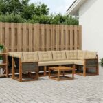 vidaXL Záhradná súprava gaučov s vankúšom 8 pcs Prírodná a béžová
