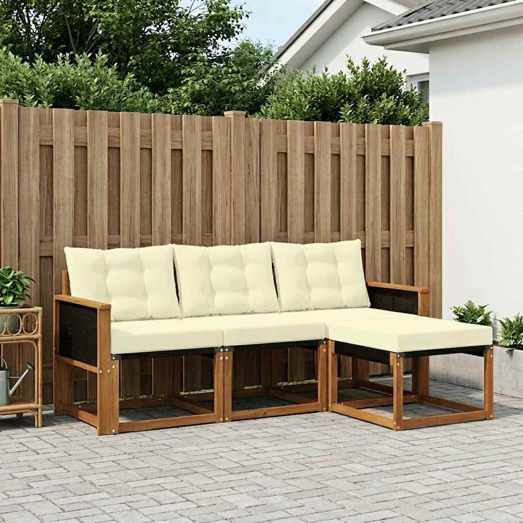 3381862_1.jpg vidaXL Záhradná súprava gaučov s vankúšom 4 pcs Prírodná a krémová – Obrázok 1