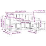 vidaXL Záhradná súprava gaučov s vankúšom 4 pcs Prírodná a čierna – Obrázok 8
