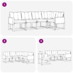 vidaXL Záhradná súprava gaučov s vankúšom 5 pcs Prírodná a krémová – Obrázok 8