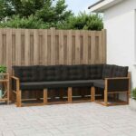 vidaXL Záhradná súprava gaučov s vankúšom 5 pcs Prírodná a čierna