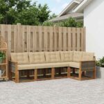 vidaXL Záhradná súprava gaučov s vankúšom 5 pcs Prírodná a béžová