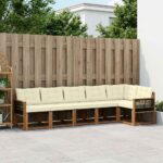 vidaXL Záhradná súprava gaučov s vankúšom 6 pcs Prírodná a krémová
