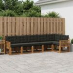 vidaXL Záhradná súprava gaučov s vankúšom 6 pcs Prírodná a čierna