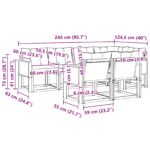 vidaXL Záhradná súprava gaučov s vankúšom 7 pcs Prírodná a krémová – Obrázok 8