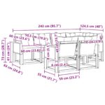 vidaXL Záhradná súprava gaučov s vankúšom 7 pcs Prírodná a krémová – Obrázok 8