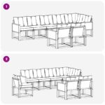 vidaXL Záhradná súprava gaučov s vankúšom 8 pcs Prírodná a krémová – Obrázok 8