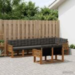 vidaXL Záhradná súprava gaučov s vankúšom 8 pcs Prírodná a čierna