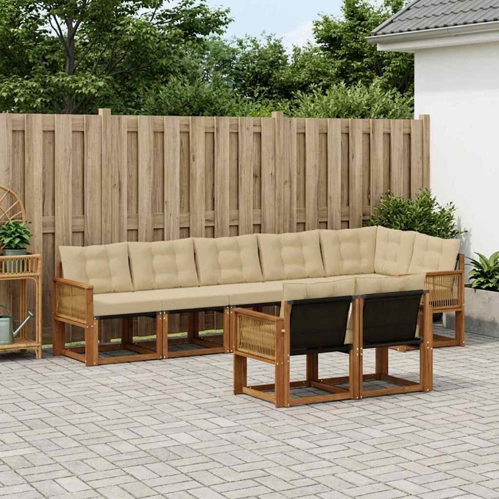 3382037_1.jpg vidaXL Záhradná súprava gaučov s vankúšom 8 pcs Prírodná a béžová – Obrázok 1