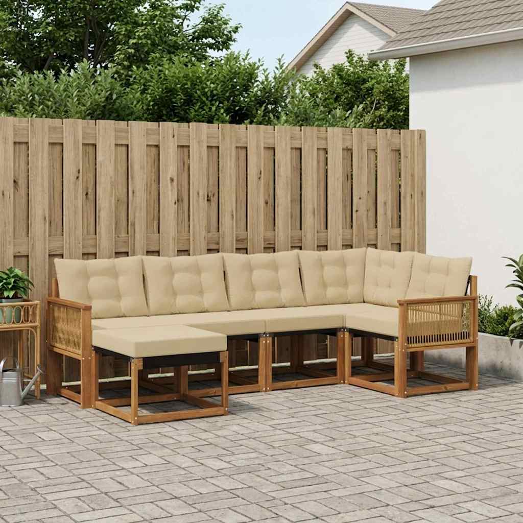 3382069_1.jpg vidaXL Záhradná súprava gaučov s vankúšom 6 pcs Prírodná a béžová – Obrázok 1